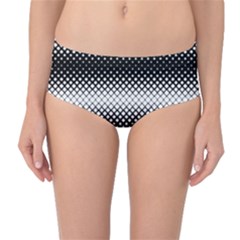 Geometrical Blocks, Rhombus Black And White Pattern Mid-waist Bikini Bottoms by Casemiro