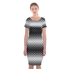 Geometrical Blocks, Rhombus Black And White Pattern Classic Short Sleeve Midi Dress by Casemiro