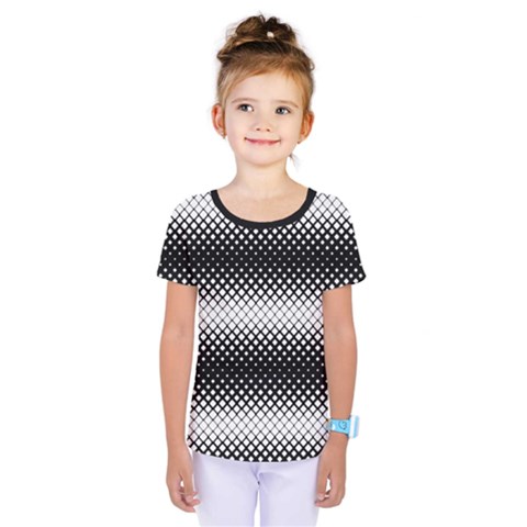 Geometrical Blocks, Rhombus Black And White Pattern Kids  One Piece Tee by Casemiro