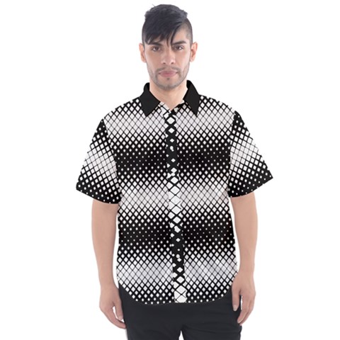 Geometrical Blocks, Rhombus Black And White Pattern Men s Short Sleeve Shirt by Casemiro