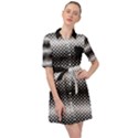 Geometrical blocks, rhombus black and white pattern Belted Shirt Dress View1