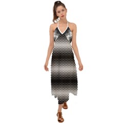 Geometrical Blocks, Rhombus Black And White Pattern Halter Tie Back Dress  by Casemiro