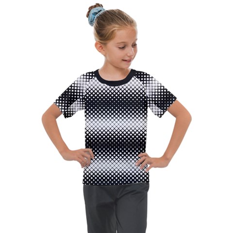 Geometrical Blocks, Rhombus Black And White Pattern Kids  Mesh Piece Tee by Casemiro