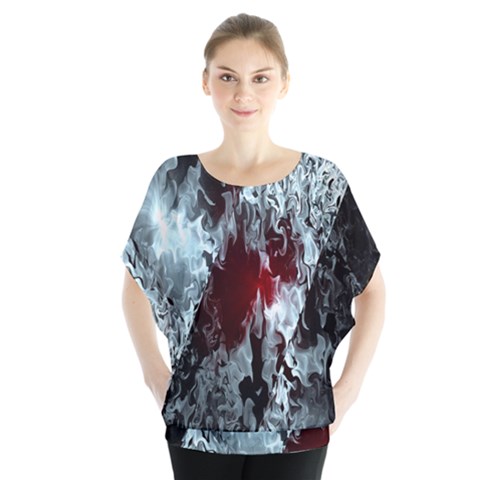 Flamelet Batwing Chiffon Blouse by Sparkle