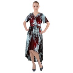 Flamelet Front Wrap High Low Dress