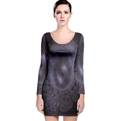 Fractal Flowers Long Sleeve Velvet Bodycon Dress by Sparkle