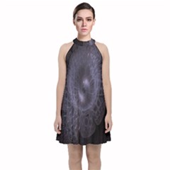 Fractal Flowers Velvet Halter Neckline Dress  by Sparkle