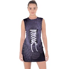 Fractal Flowers Lace Up Front Bodycon Dress by Sparkle