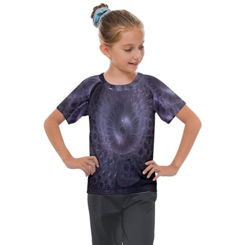 Fractal Flowers Kids  Mesh Piece Tee by Sparkle