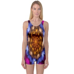 Fractal Flower One Piece Boyleg Swimsuit by Sparkle