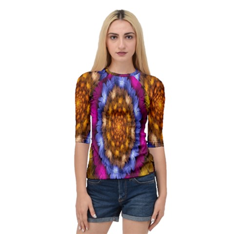 Fractal Flower Quarter Sleeve Raglan Tee by Sparkle