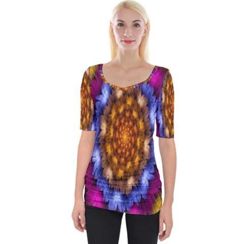 Fractal Flower Wide Neckline Tee by Sparkle