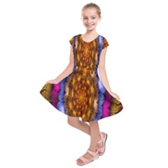 Fractal Flower Kids  Short Sleeve Dress by Sparkle