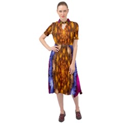 Fractal Flower Keyhole Neckline Chiffon Dress by Sparkle