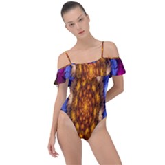 Fractal Flower Frill Detail One Piece Swimsuit by Sparkle