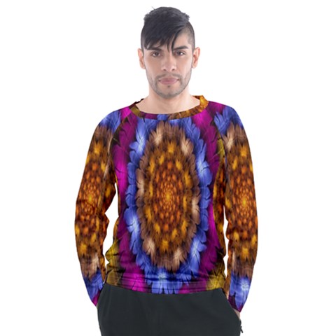 Fractal Flower Men s Long Sleeve Raglan Tee by Sparkle