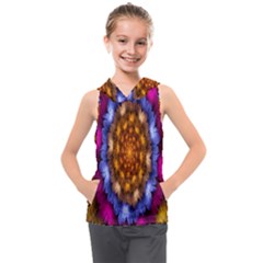 Fractal Flower Kids  Sleeveless Hoodie by Sparkle