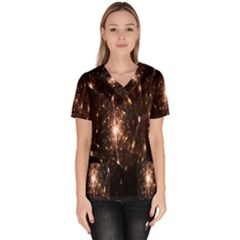 Glowing Sparks Women s V-neck Scrub Top by Sparkle