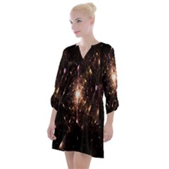 Glowing Sparks Open Neck Shift Dress