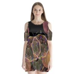 Fractal Geometry Shoulder Cutout Velvet One Piece