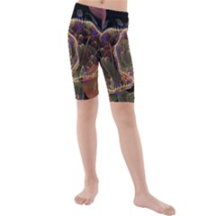 Fractal Geometry Kids  Mid Length Swim Shorts by Sparkle