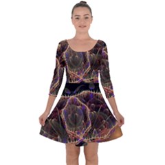 Fractal Geometry Quarter Sleeve Skater Dress by Sparkle