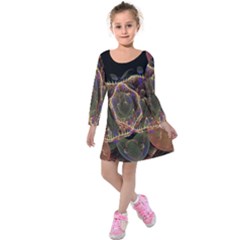 Fractal Geometry Kids  Long Sleeve Velvet Dress