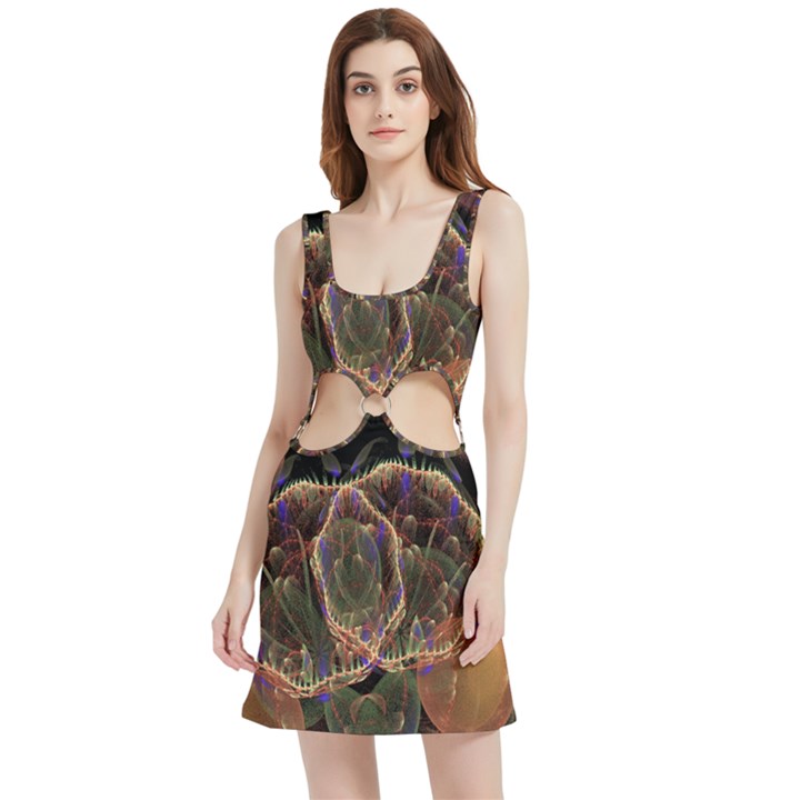 Fractal Geometry Velvet Cutout Dress