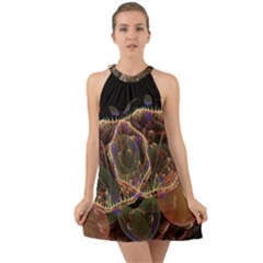 Fractal Geometry Halter Tie Back Chiffon Dress by Sparkle