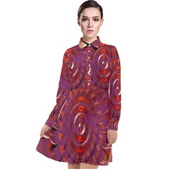 Chakra Flower Long Sleeve Chiffon Shirt Dress by Sparkle