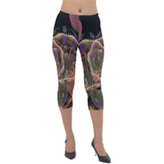 Fractal Geometry Lightweight Velour Capri Leggings  by Sparkle