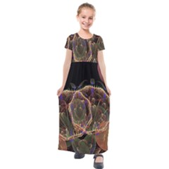 Fractal Geometry Kids  Short Sleeve Maxi Dress by Sparkle