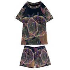 Fractal Geometry Kids  Swim Tee And Shorts Set by Sparkle