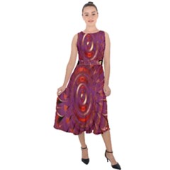 Chakra Flower Midi Tie-back Chiffon Dress by Sparkle