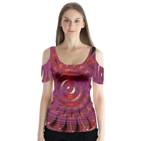 Chakra Flower Butterfly Sleeve Cutout Tee  by Sparkle