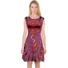 Chakra Flower Capsleeve Midi Dress by Sparkle