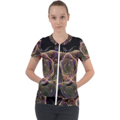 Fractal Geometry Short Sleeve Zip Up Jacket by Sparkle