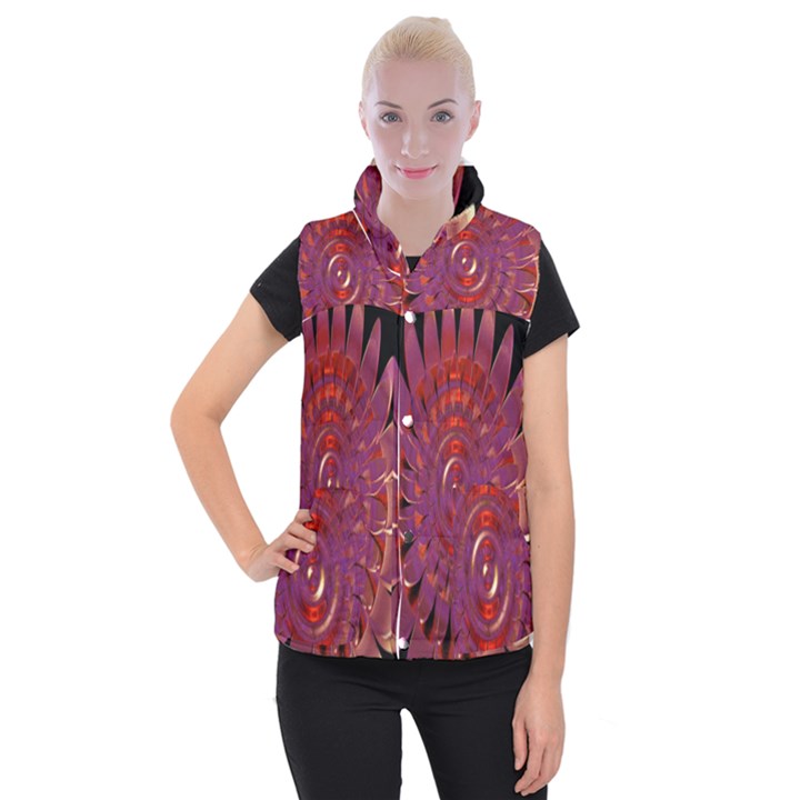 Chakra Flower Women s Button Up Vest