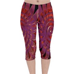 Chakra Flower Velvet Capri Leggings  by Sparkle