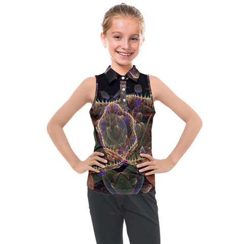 Fractal Geometry Kids  Sleeveless Polo Tee by Sparkle