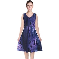 Fractal Web V-neck Midi Sleeveless Dress  by Sparkle