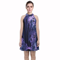 Fractal Web Velvet Halter Neckline Dress  by Sparkle