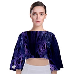 Fractal Web Tie Back Butterfly Sleeve Chiffon Top