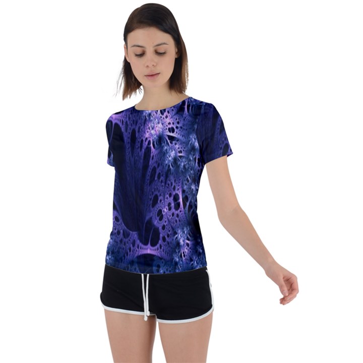 Fractal Web Back Circle Cutout Sports Tee