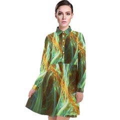 Abstract Illusion Long Sleeve Chiffon Shirt Dress by Sparkle