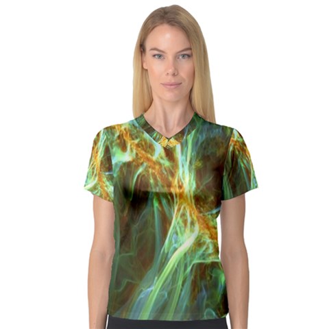 Abstract Illusion V-neck Sport Mesh Tee by Sparkle