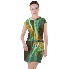 Abstract Illusion Drawstring Hooded Dress