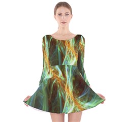 Abstract Illusion Long Sleeve Velvet Skater Dress by Sparkle