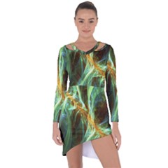 Abstract Illusion Asymmetric Cut-out Shift Dress