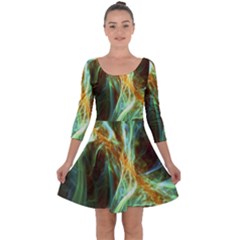 Abstract Illusion Quarter Sleeve Skater Dress